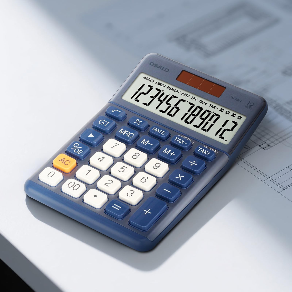 Calculadora de Escritorio Pendancy Negra con Pantalla LCD de 12 Dígitos y Energía Solar para Contabilidad