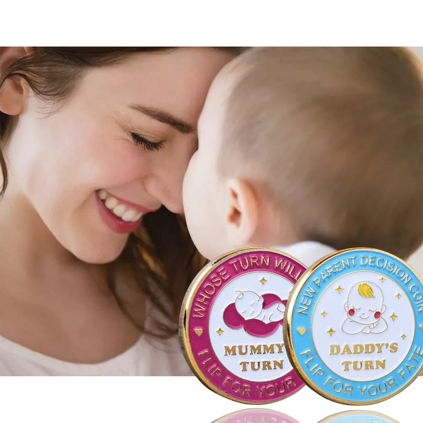 Divertida moneda para tomar decisiones de doble cara para regalos de nuevos padres