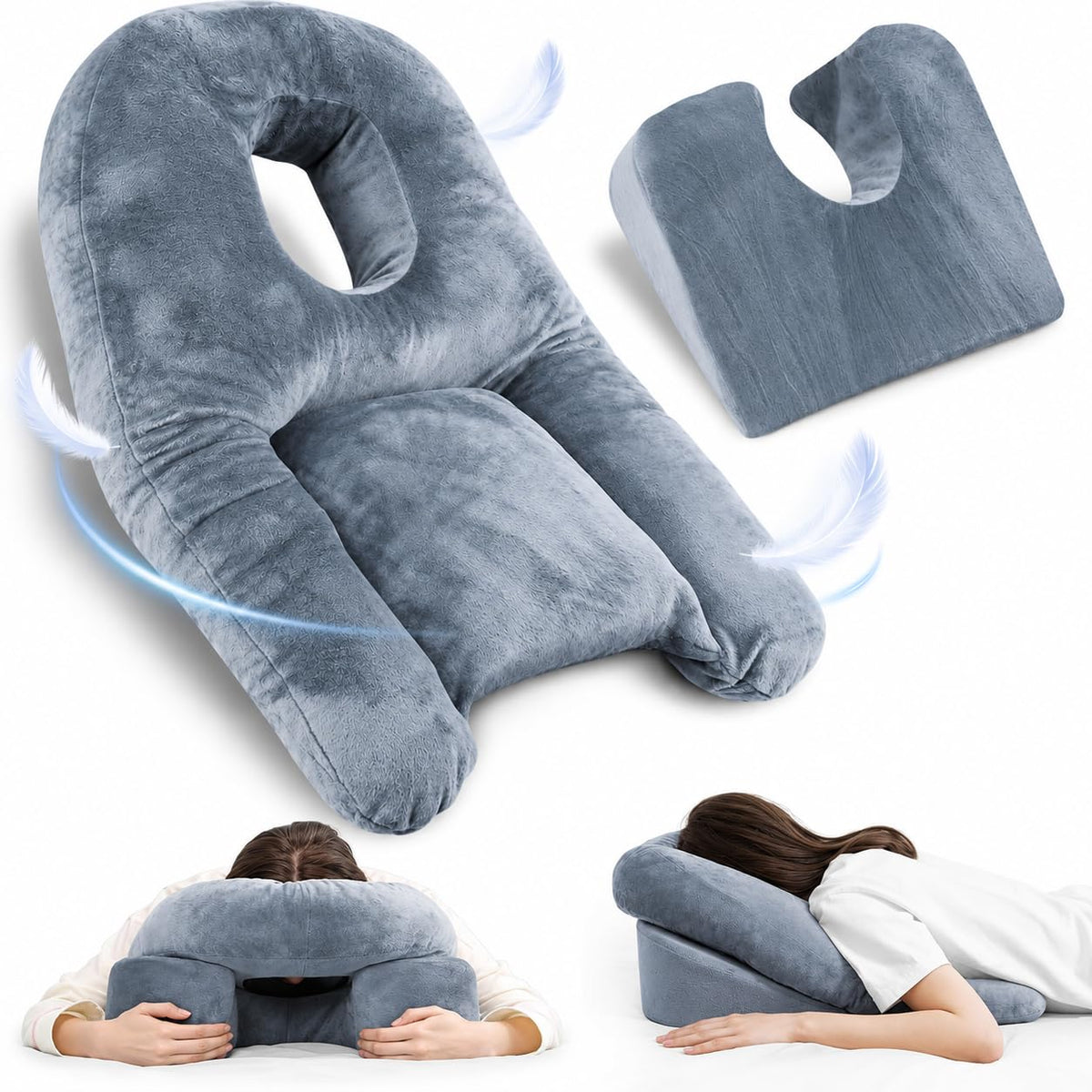 Almohada Viscoelástica SIJEW Blanca para Dormir Boca Abajo y Masajes
