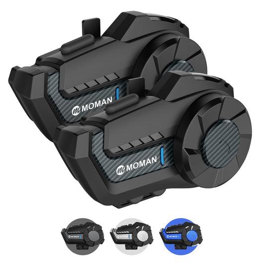 Moman - Intercomunicador para motocicleta, H2 Pro, 2 unidades de fibra de carbono: intercomunicador de motocicleta de 2 vías de 1000 m, DSP y CVC, sistema de comunicación, sistema de comunicación