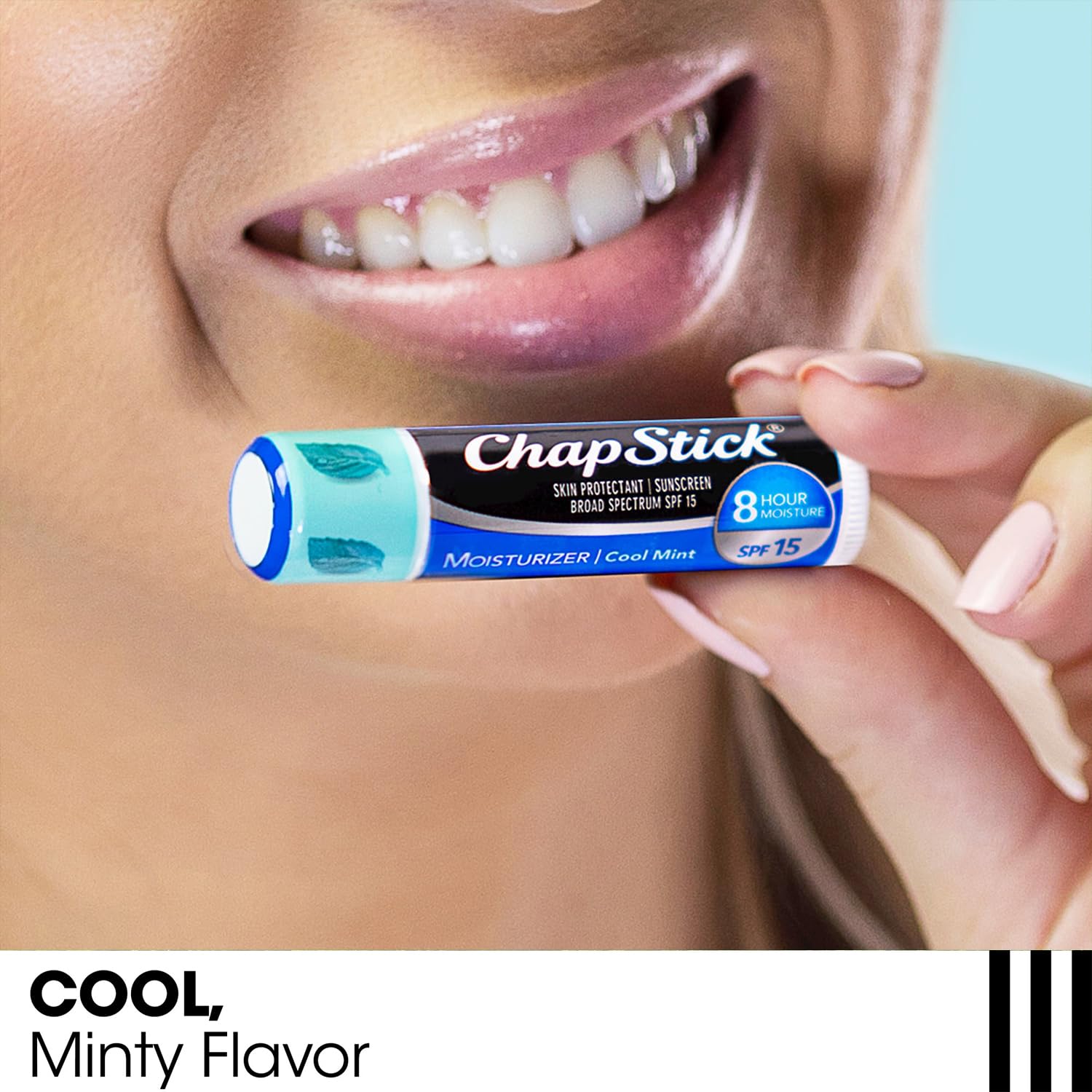 Chapstick Lip Moisturizer (Original, Cool Mint & Black Cherry Flavors, 0.15 Oz) & Skin Protectant Lip Balm Tube, Sunscreen, Spf 15 (3 Sticks)
