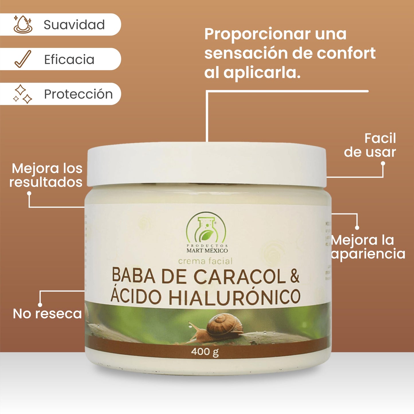 Crema De Baba De Caracol & Ácido Hialurónico Productos Mart Mexico 400g