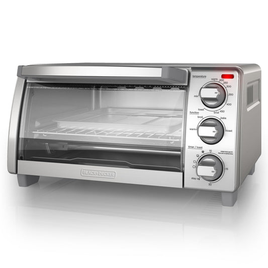 Black+Decker TO1760SS - Horno tostador de 4 rebanadas con convección natural, acero inoxidable