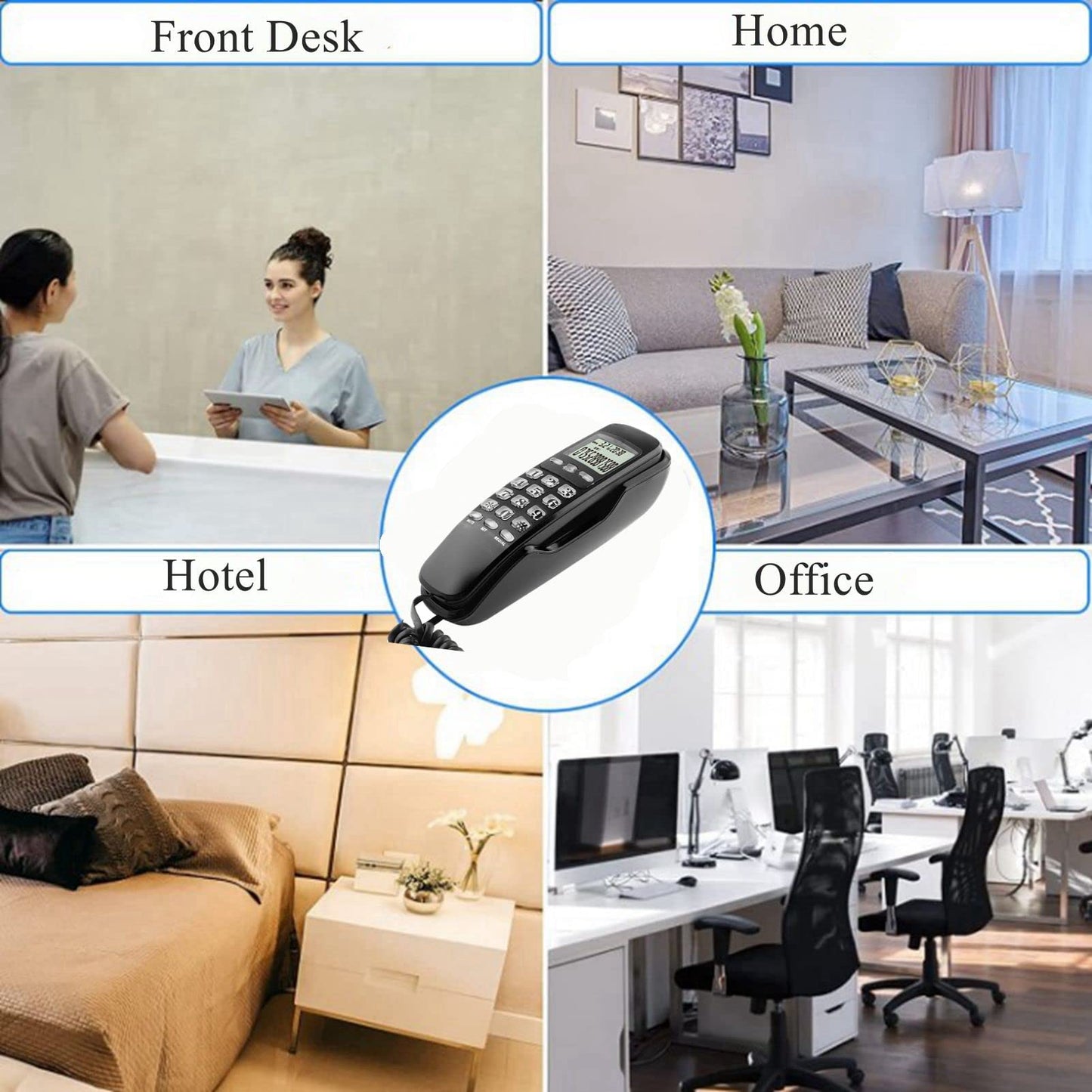 Teléfono residencial con cable, montable en la pared,compatible con visualización de identificador de llamadas, rellamada de número de latitud, verificación de memorias