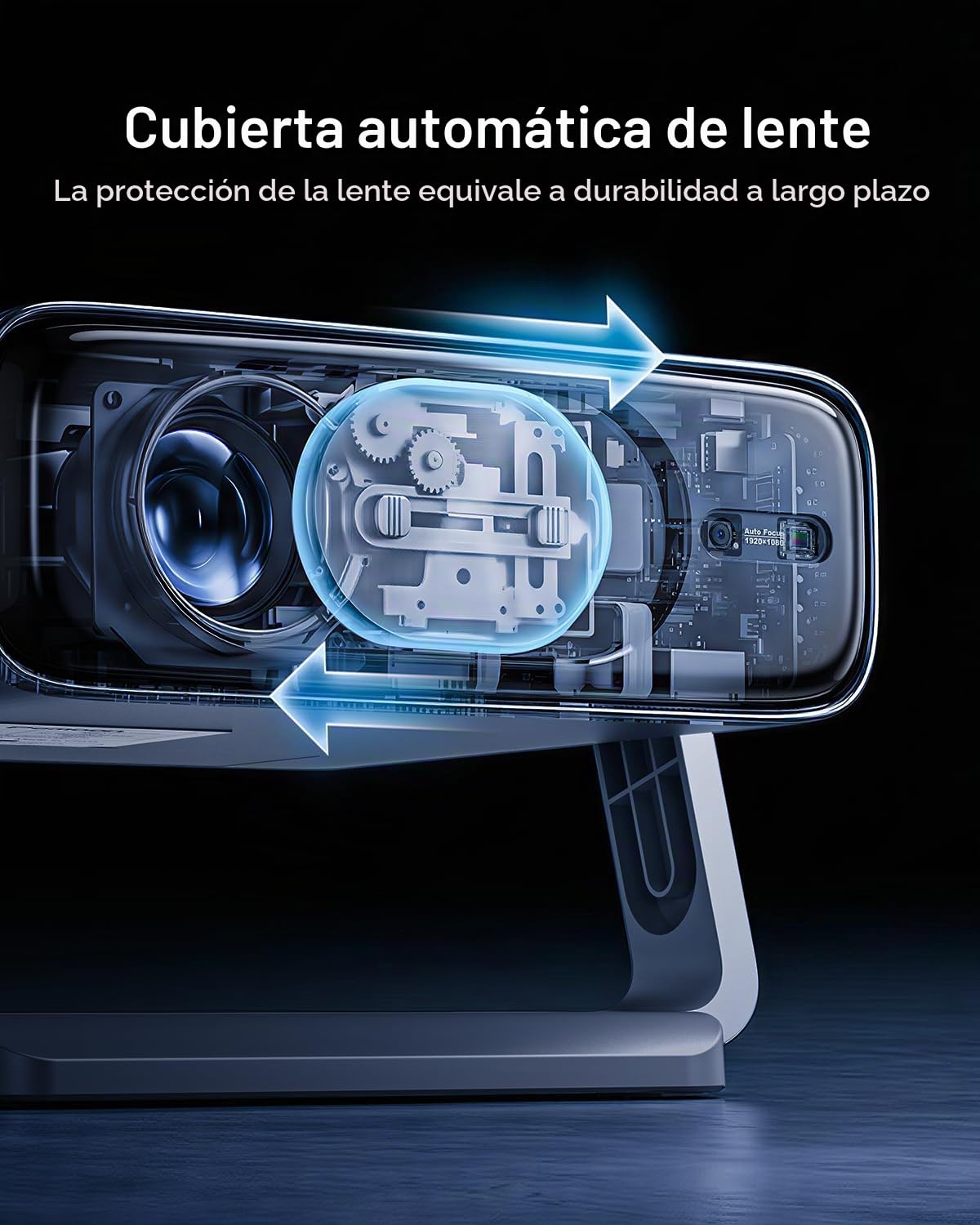 Proyector Inteligente 4K WiFi Bluetooth 3000ANSI con Aplicaciones Incorporadas y Tapa de Lente Automática para Películas en Exteriores