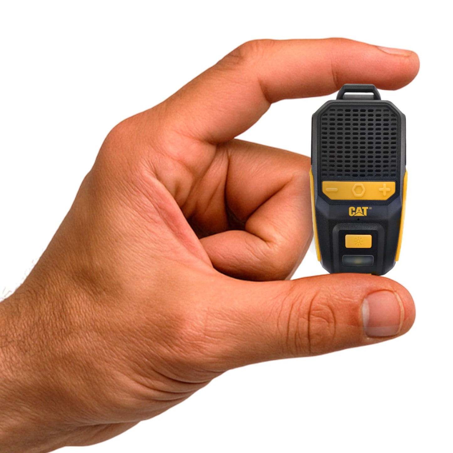 CAT - Altavoz Bluetooth portátil | Altavoz con clip con micrófono integrado para lugar de trabajo, construcción, exterior, resistente al agua, llamadas y música manos libres