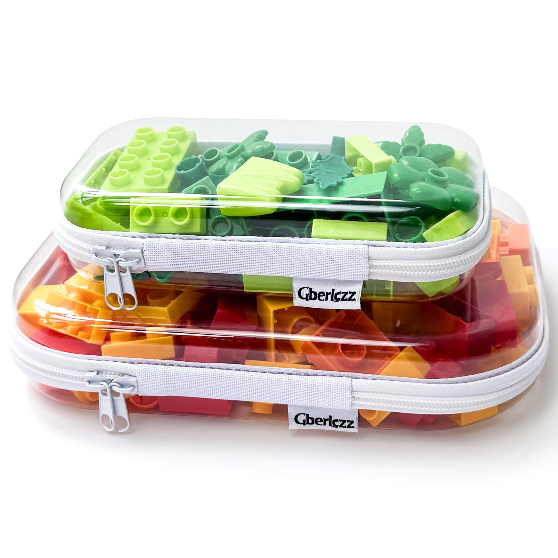 Gberlczz - Funda rígida transparente con cierre para almacenamiento, bolsas transparentes duraderas con cierre, bolsa de plástico duro con cierre para aperitivos, juguete organizador de viaje
