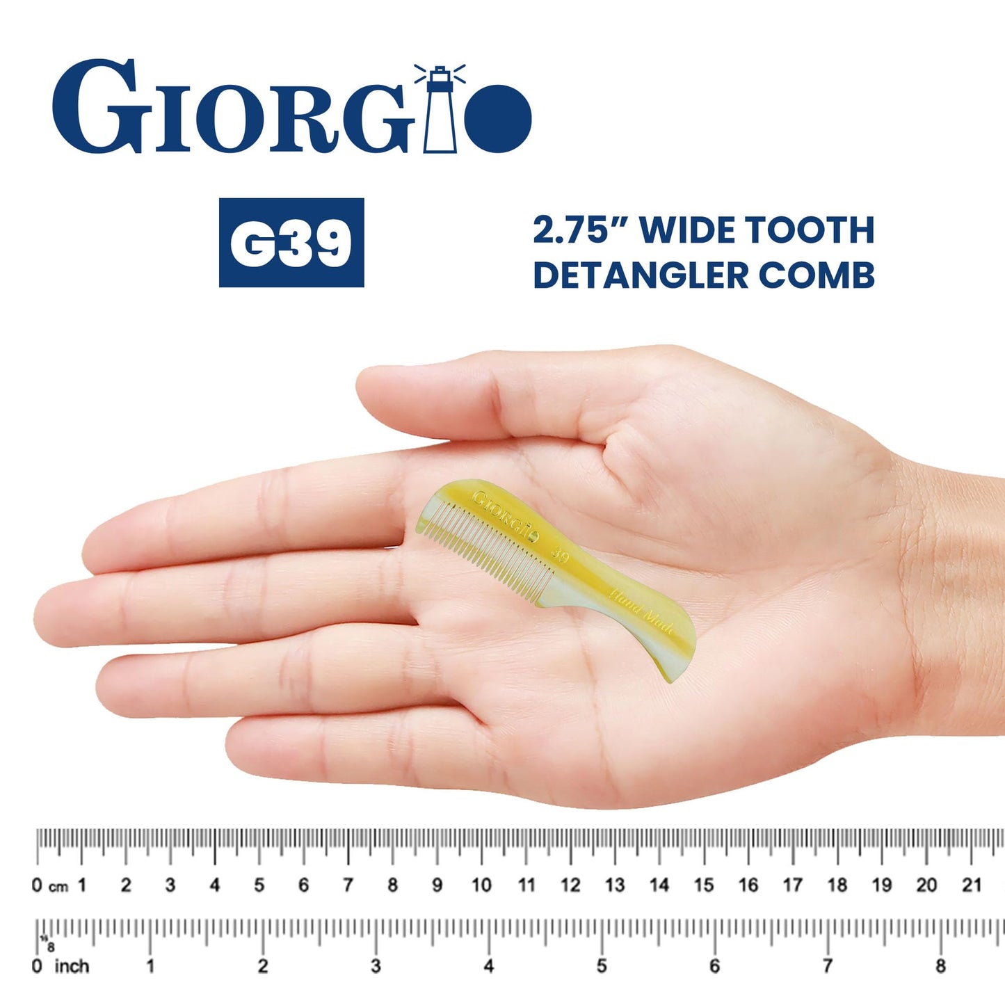 Giorgio G39 Extra Small 2.75 Inch Men's Fine Toothed Beard and Mustache Comb for Facial Hair Grooming and Styling. Wallet Pocket Comb Handmade of Quality Durable Cellulose, Saw-Cut and Hand Polished