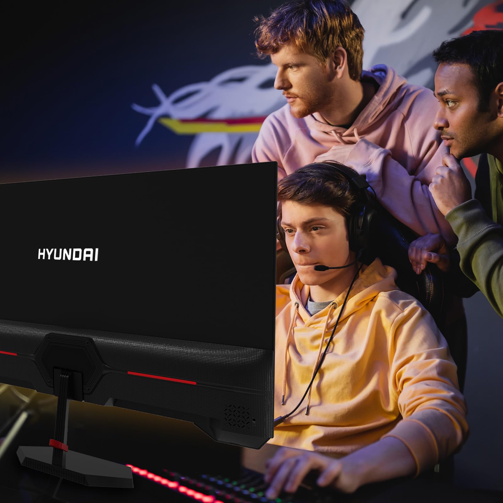 Hyundai HY View 27” Gaming Monitor, IPS 2560x1440p, 180Hz, 1ms (MPRT), Monitor LED Ultrafino, HDMI x2 / DP - Negro