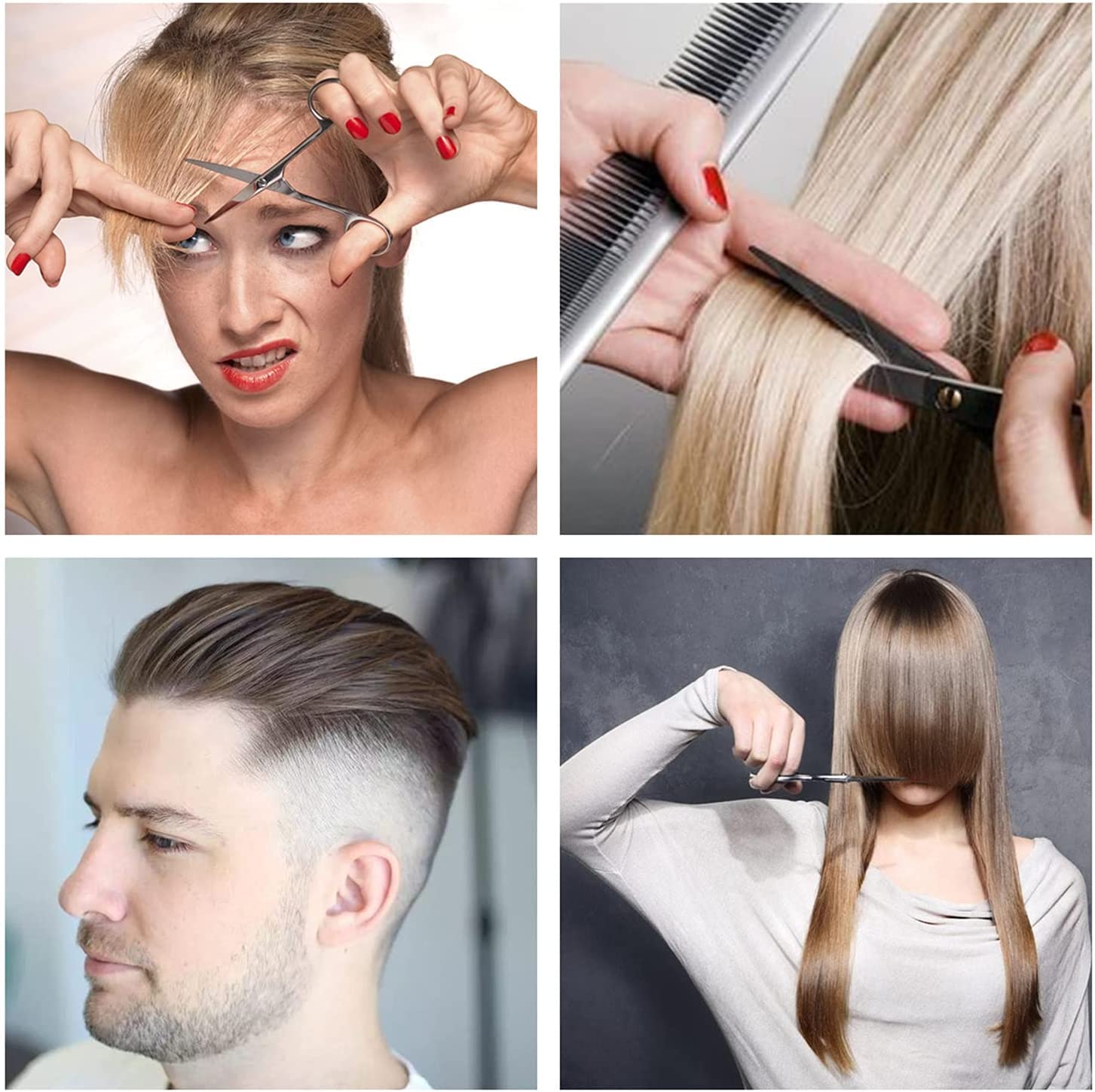 Tijeras de Peluquería Profesional,Juego de Tijeras de Pelo de Acero Inoxidable con Capa de Barbero y Peine, Tijeras para Cabello con Clip y Bolsa de Almacenamiento para Hogar, Eluquería, Set de Tijeras Cortar Pelo para Hombres y Mujeres