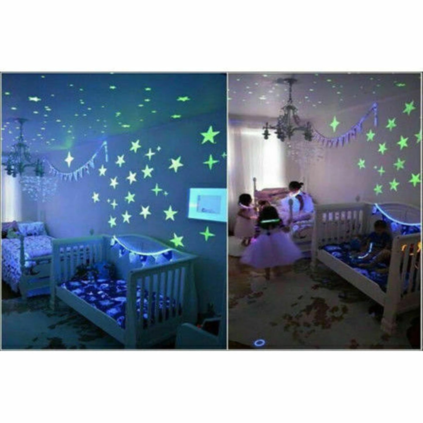 (Glow in dark stars) - 216 PCS Glow in Dark Stars and Moon, Glowing Stars for Ceiling and Wall Decals, for Kids Bedding Room or Party Birthday