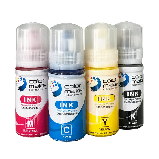 Color Make - Tintas para Sublimación Pack 4 Tintas CMYK 70 Gramos C/u Presentación Botella Ecofit