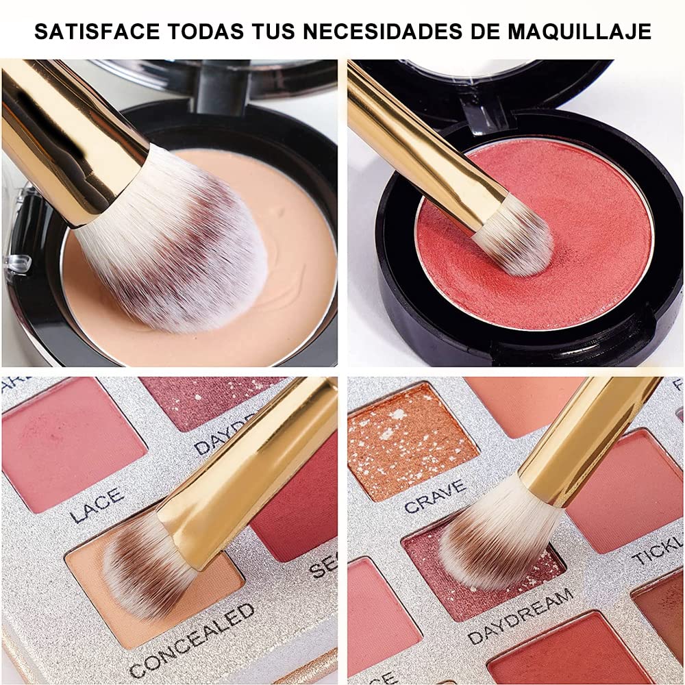 Brochas de Maquillaje Profesional 24 Piezas | Cepillo Sintético, Bolsa de Viaje