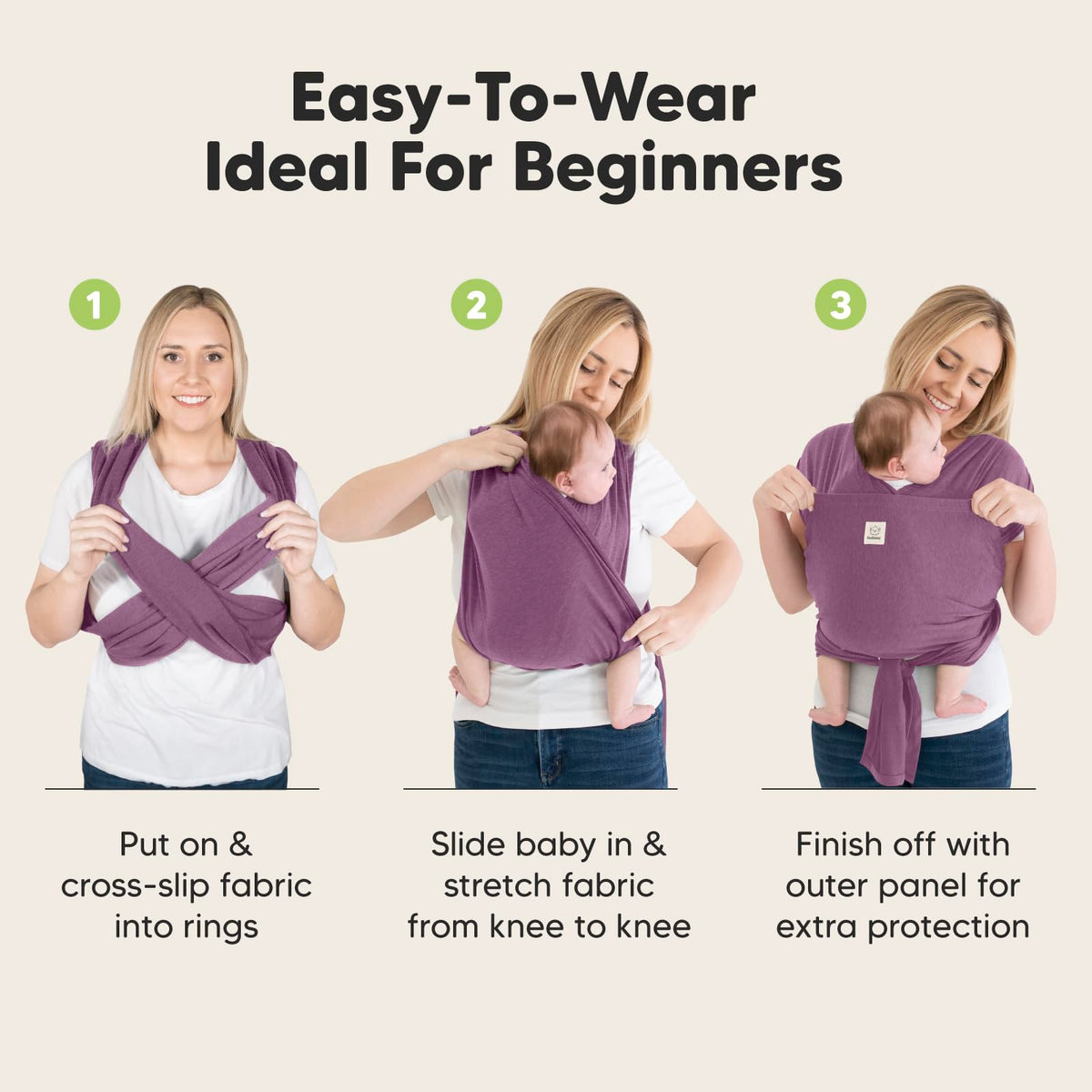 KeaBabies Portabebés D-Lite - Envoltura para bebé, fácil de llevar, ajustable, portabebés recién nacido a niño, portabebés portabebés para bebé, portabebés (malva oscuro)