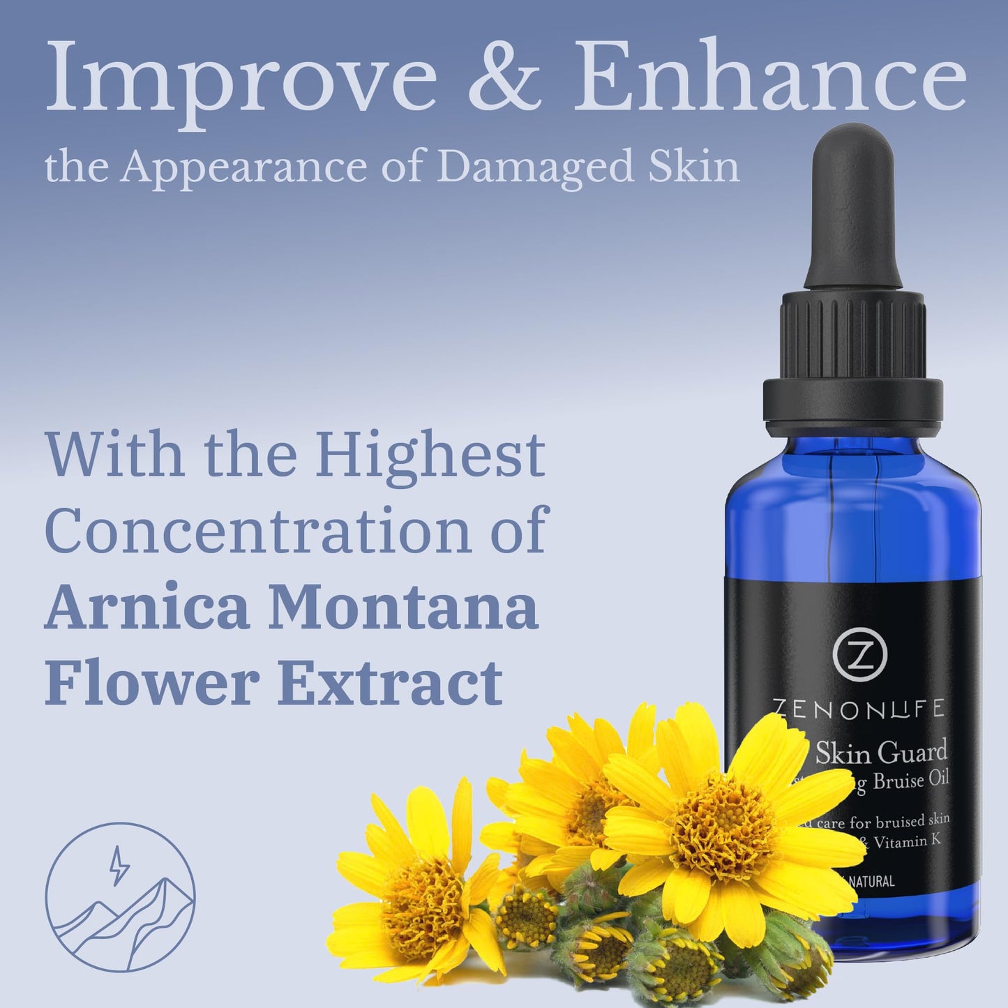 ZENON LIFE- Aceite de árnica para hematomas, vitamina K ultraconcentrada; alternativa de aplicación deslizante y no pegajosa a la crema para hematomas.