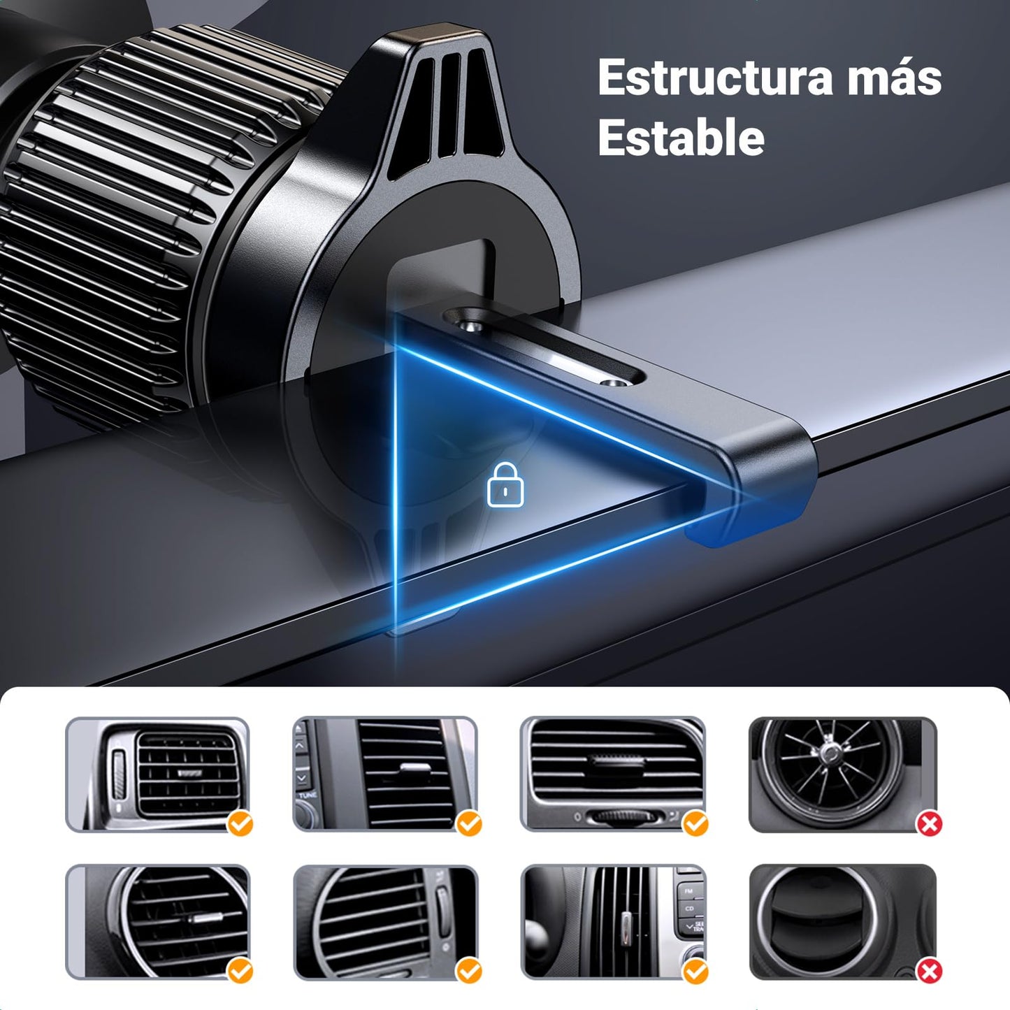 Soporte Celular Automóvil UGREEN Giratoria 360° Gancho Metálico para iPhone y Galaxy