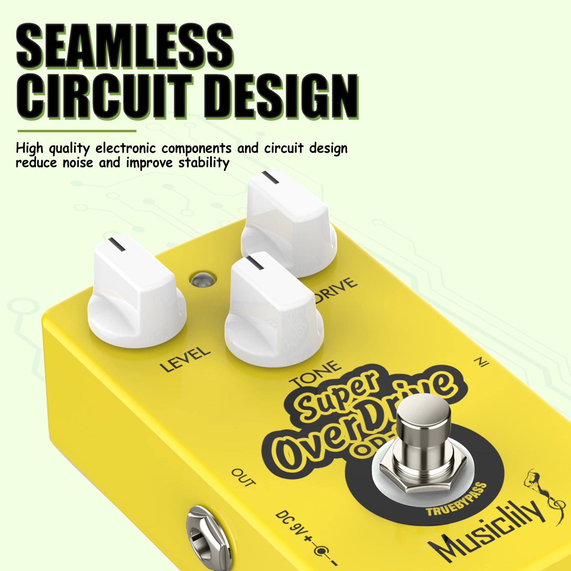 Pedal de Efectos Musiclily Pro Super Overdrive 9V DC para Guitarra Eléctrica/Bajo