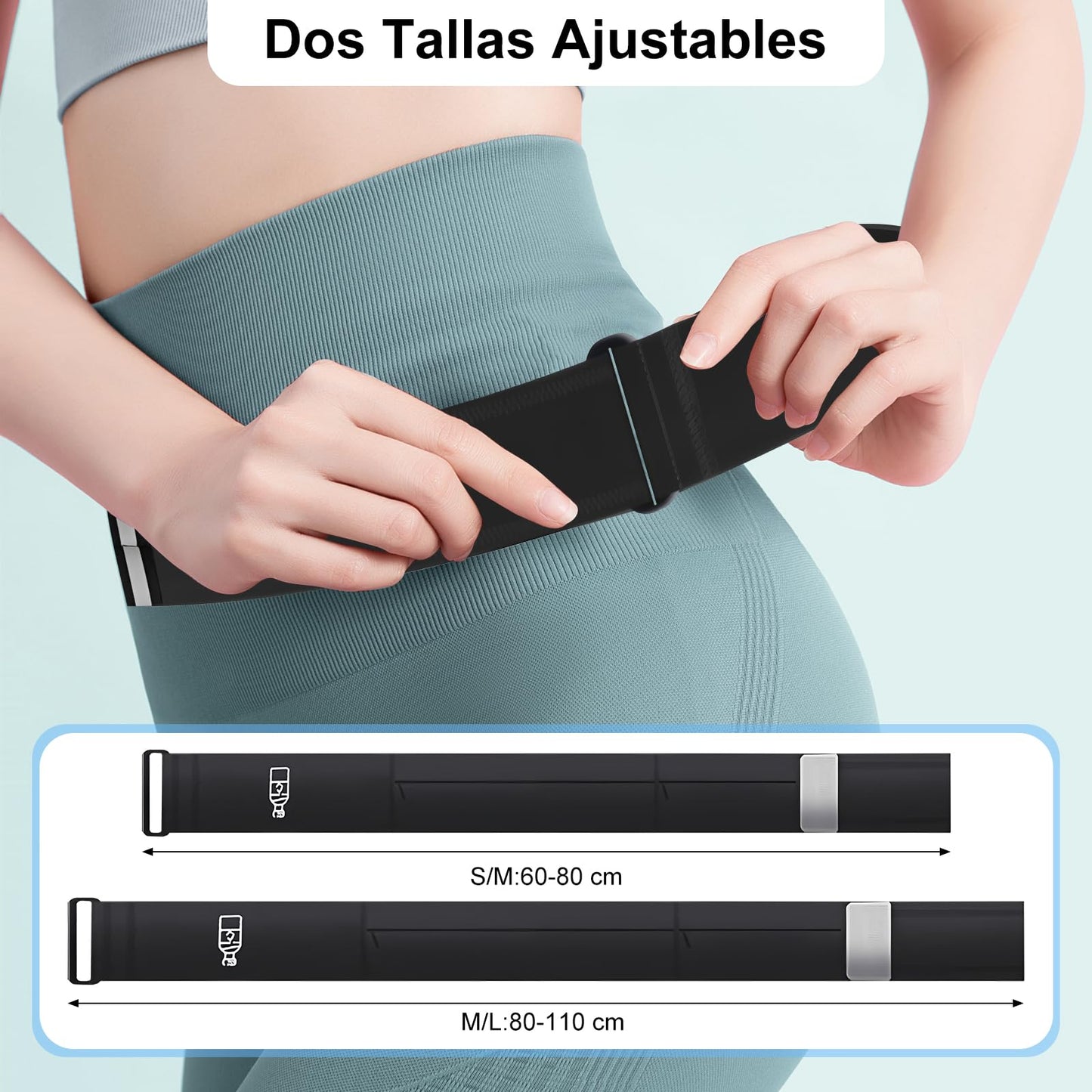 HONGHCL Cangurera para Correr con Botella de Agua 330ml - 2 Tallas Ajustables Cangurera Deportiva, Impermeable Riñonera para Correr, Gimnasio, Senderismo, S/M（Cintura 60-80cm）