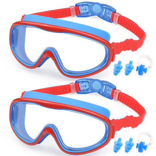 Gafas de Natación Kailimeng Rojo Azul Antiniebla con Protección UV para Niños