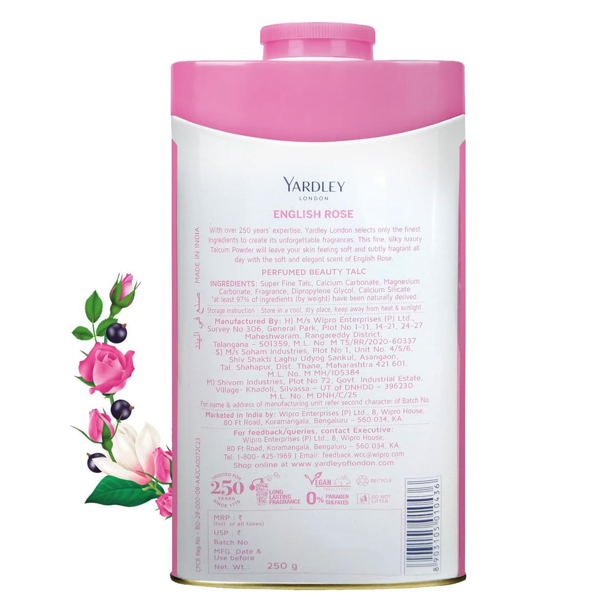 Yardley English Perfumed Talc, Rose
