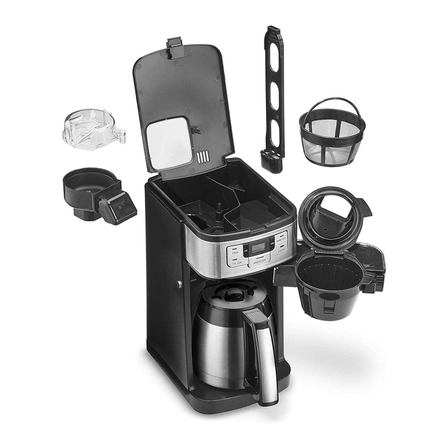 Cuisinart DGB-450NAS - Cafetera de 10 tazas con amoladora, molienda y preparación automática, color negro y plateado