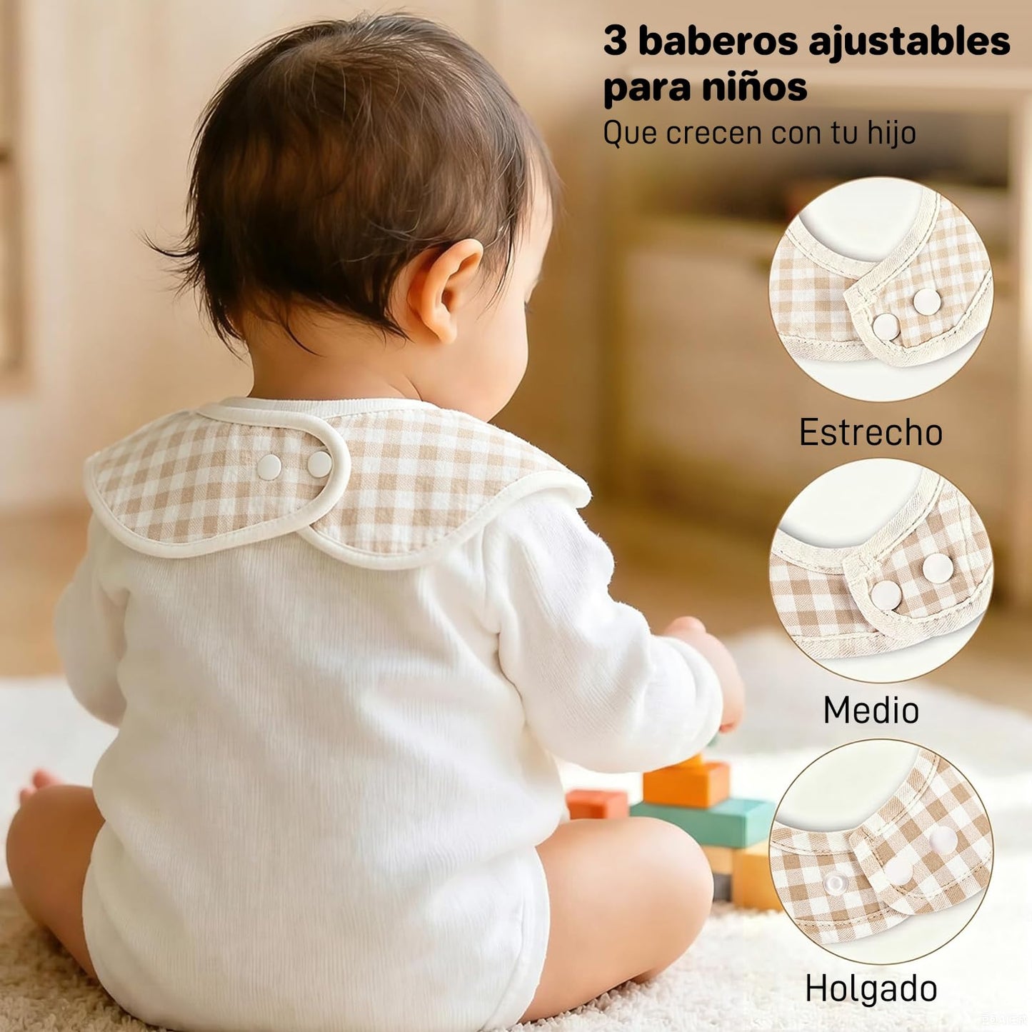Baberos para Niño,Babero 100% Algodón,Muy Absorbente,Indicado para Niños en Fase de Dentición y con Niñas (A Liso)