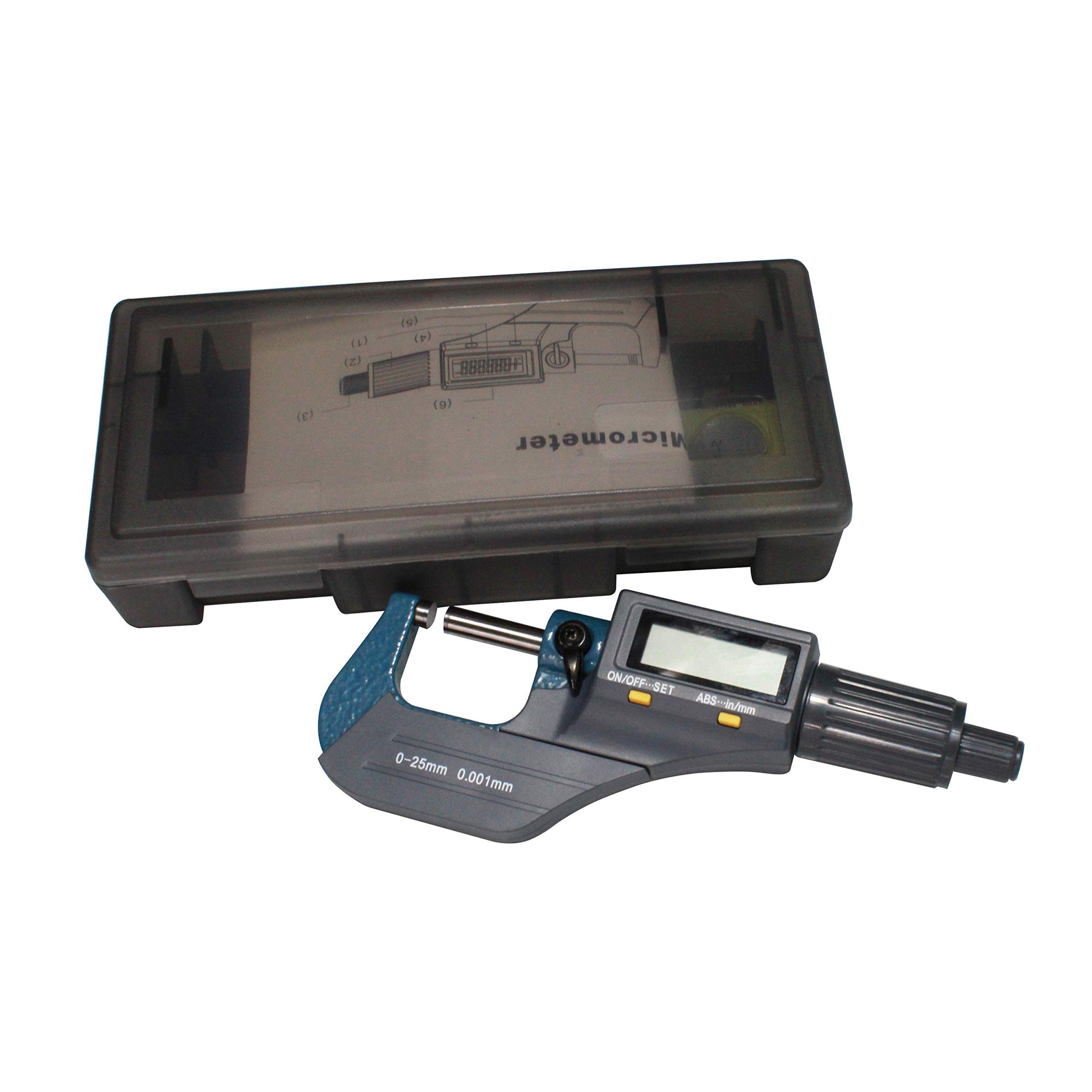 HFS(R) Micrómetro Digital para Medir Espesor con Caja Herramienta de Medición de Espesor Métrico/Pulgadas 0-25mm/0-1"