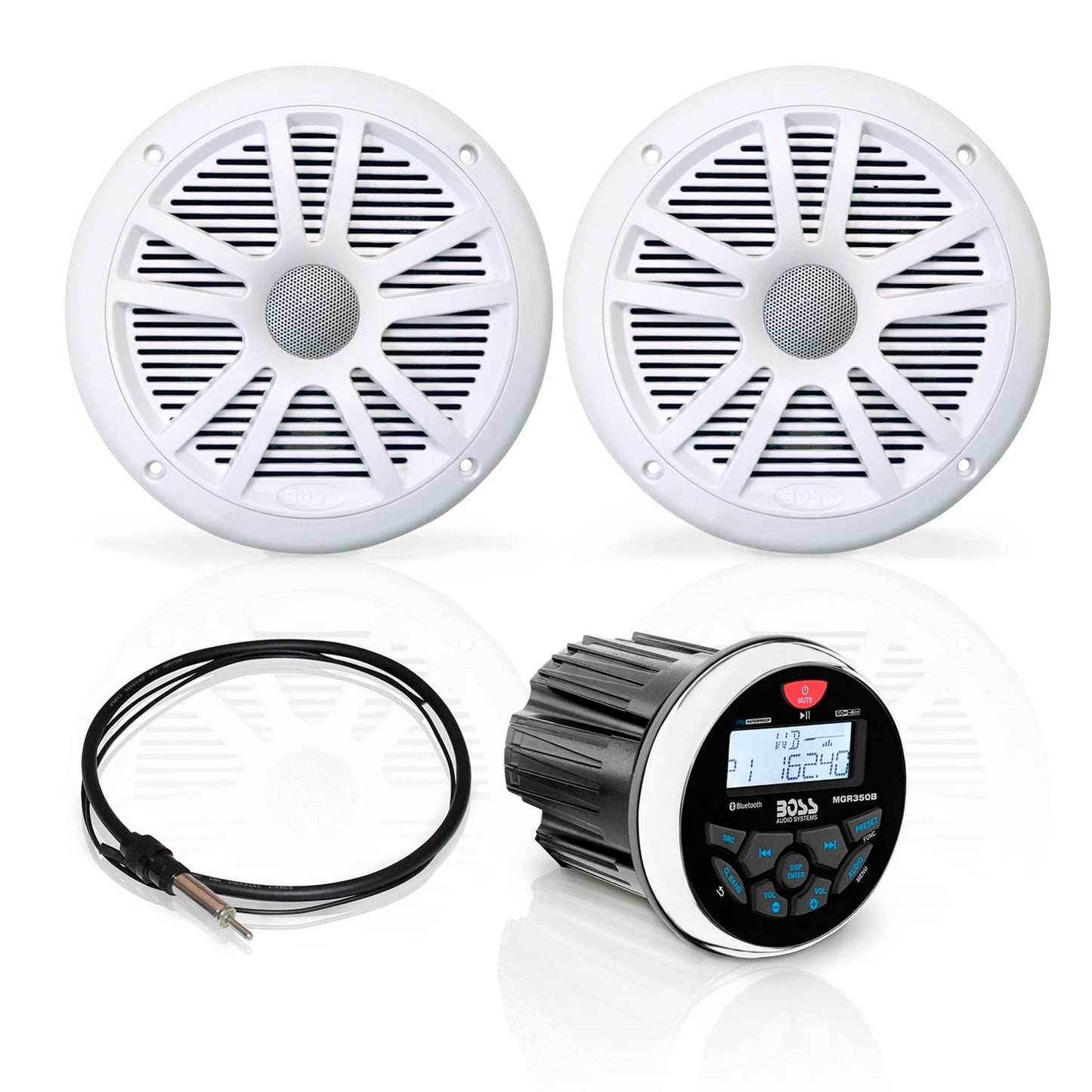 BOSS Audio Speaker with Antenna in White