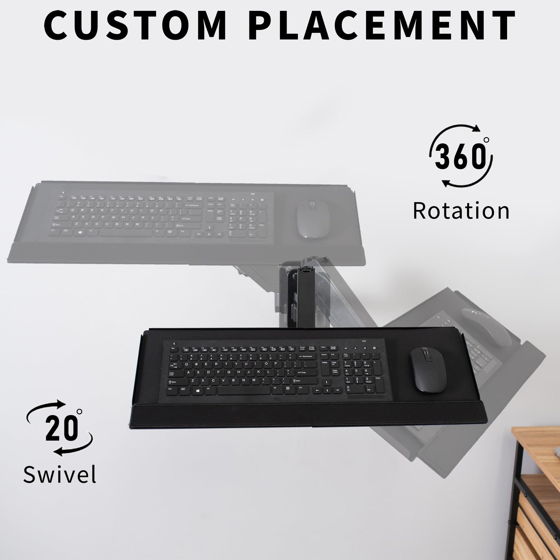 Soporte de Pared VIVO Negro con Bandeja de Teclado y Brazo Neumático para Monitor de 17 a 32 Pulgadas