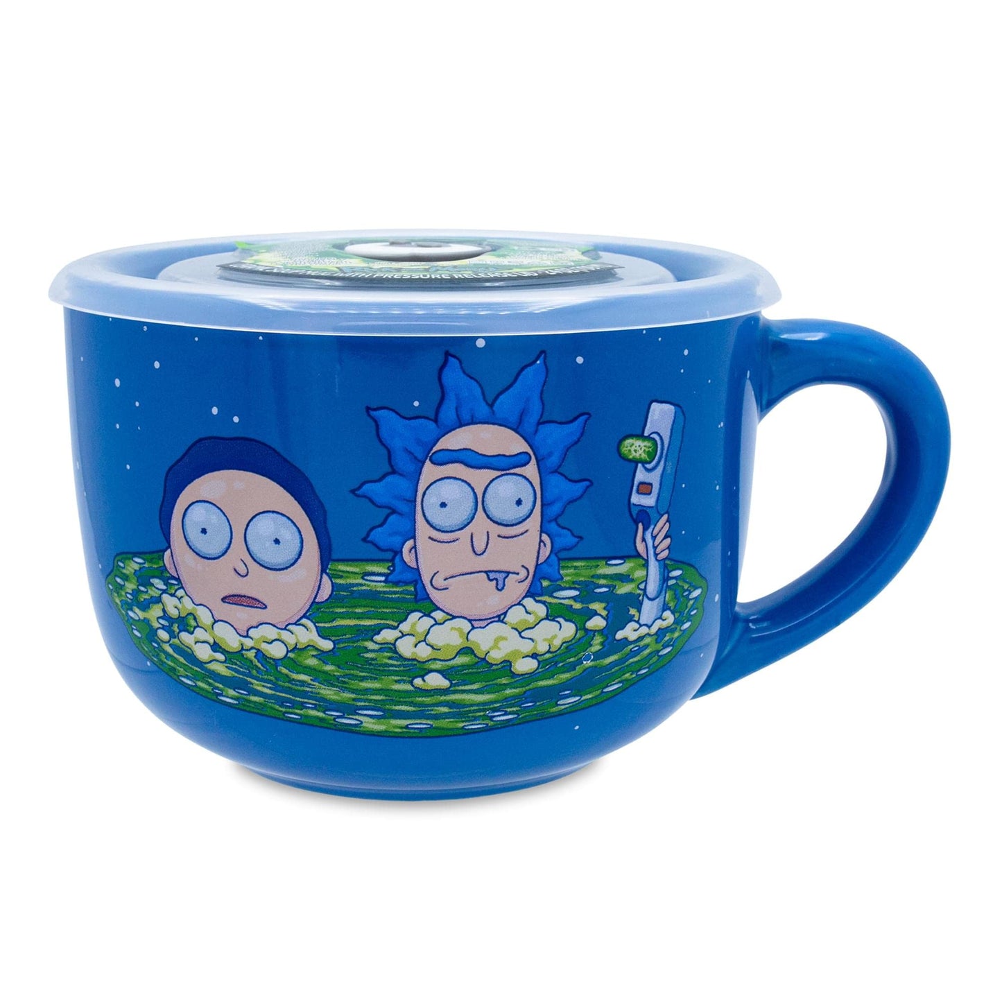 Taza de Sopa de Cerámica Silver Buffalo Rick and Morty Plata con Tapa Ventilada
