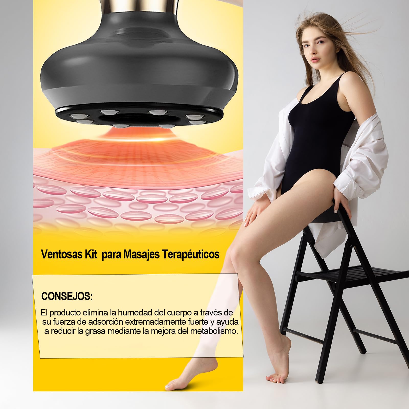 Dexvon Masajeador Celulitis Original,Masajeador Anticelulítico Ajustable y Calentamiento de 12 Niveles,Anti Cellulite Massager Recargable,Eliminador de Celulitis para Abdomen,Cintura,Brazos y Piernas