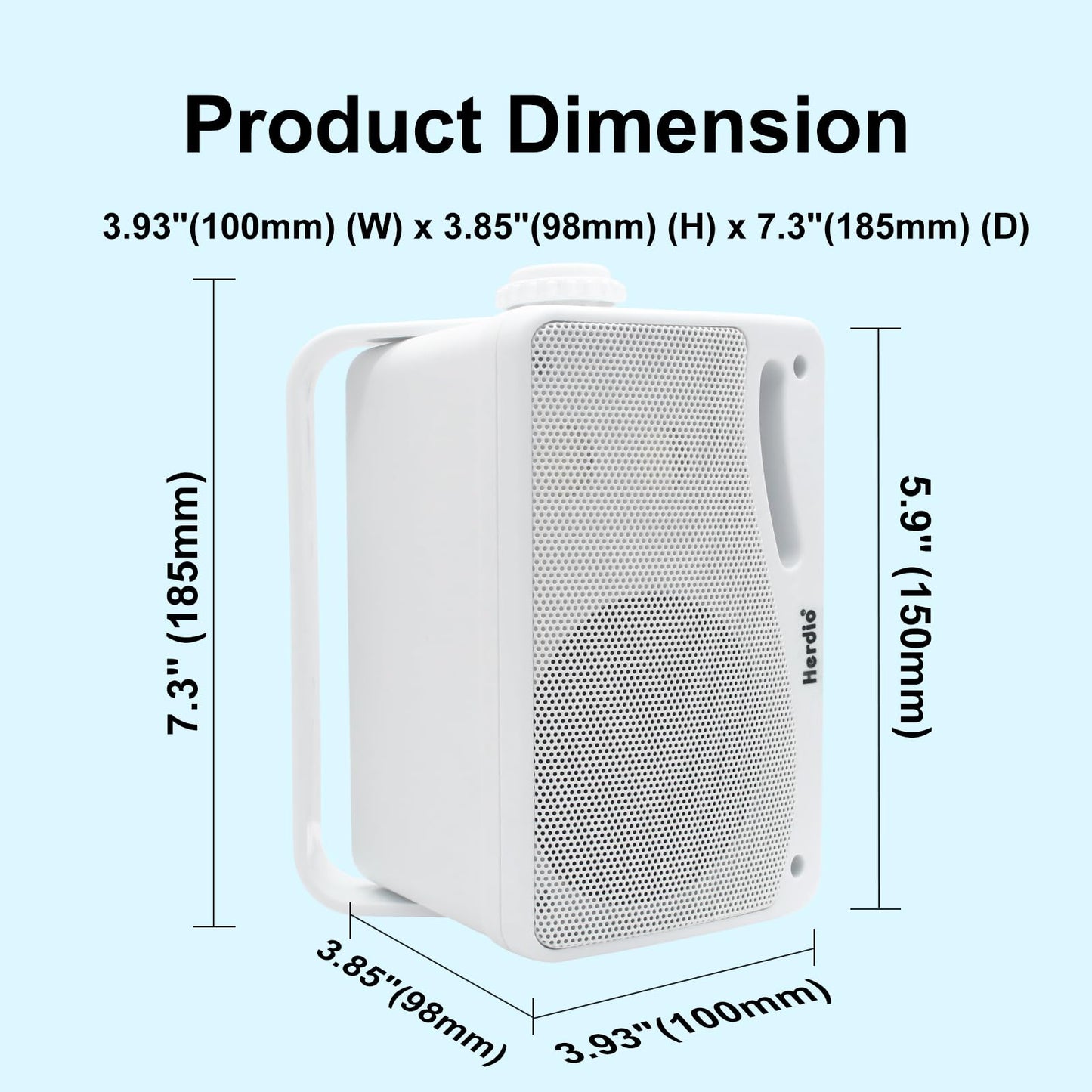 Herdio 3.5 Pulgadas Bocinas para Exterior,200W Altavoces para Exteriores, Resistente al Agua, Adecuado para el hogar, Patio, Terraza,Patio Trasero (2 Altavoces,Blanco)