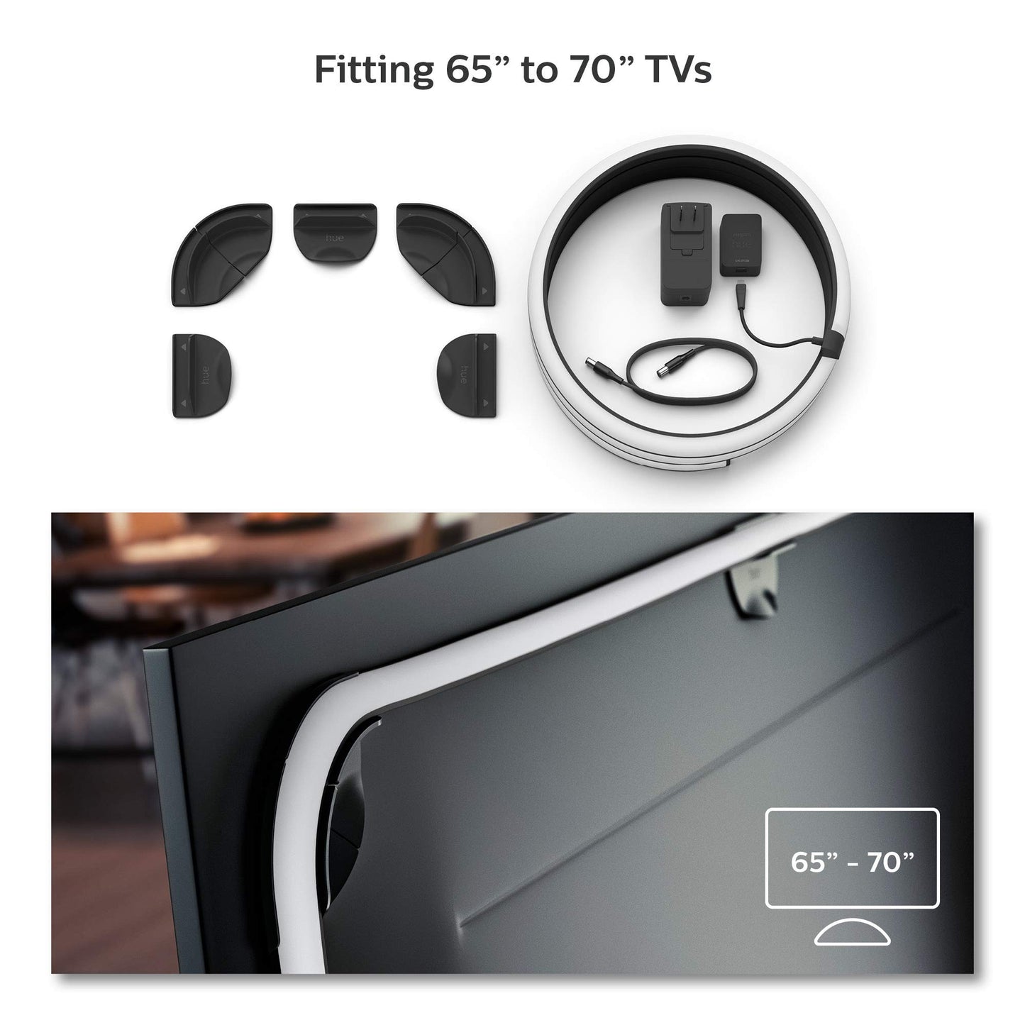 Tira de Luz Inteligente Philips Hue gradiente para Televisiones de 65 Pulgadas Compatible con Alexa