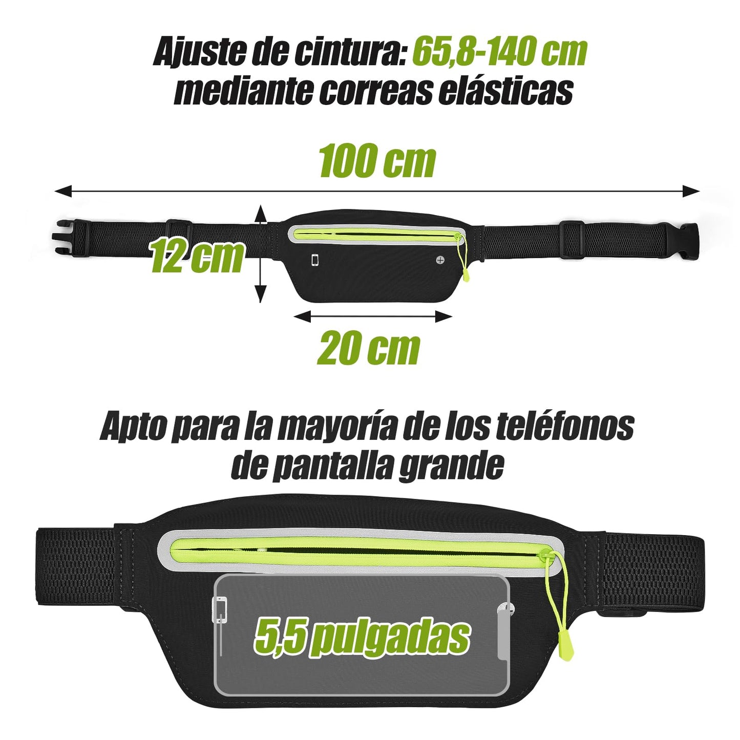 Cinturón para Correr Yomym Negro Mediano