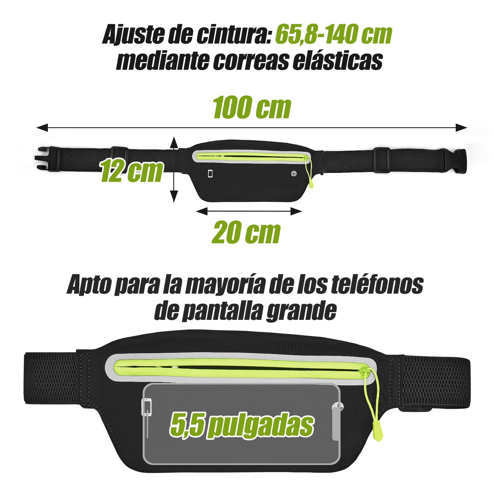 Cinturón para Correr Yomym Negro Mediano