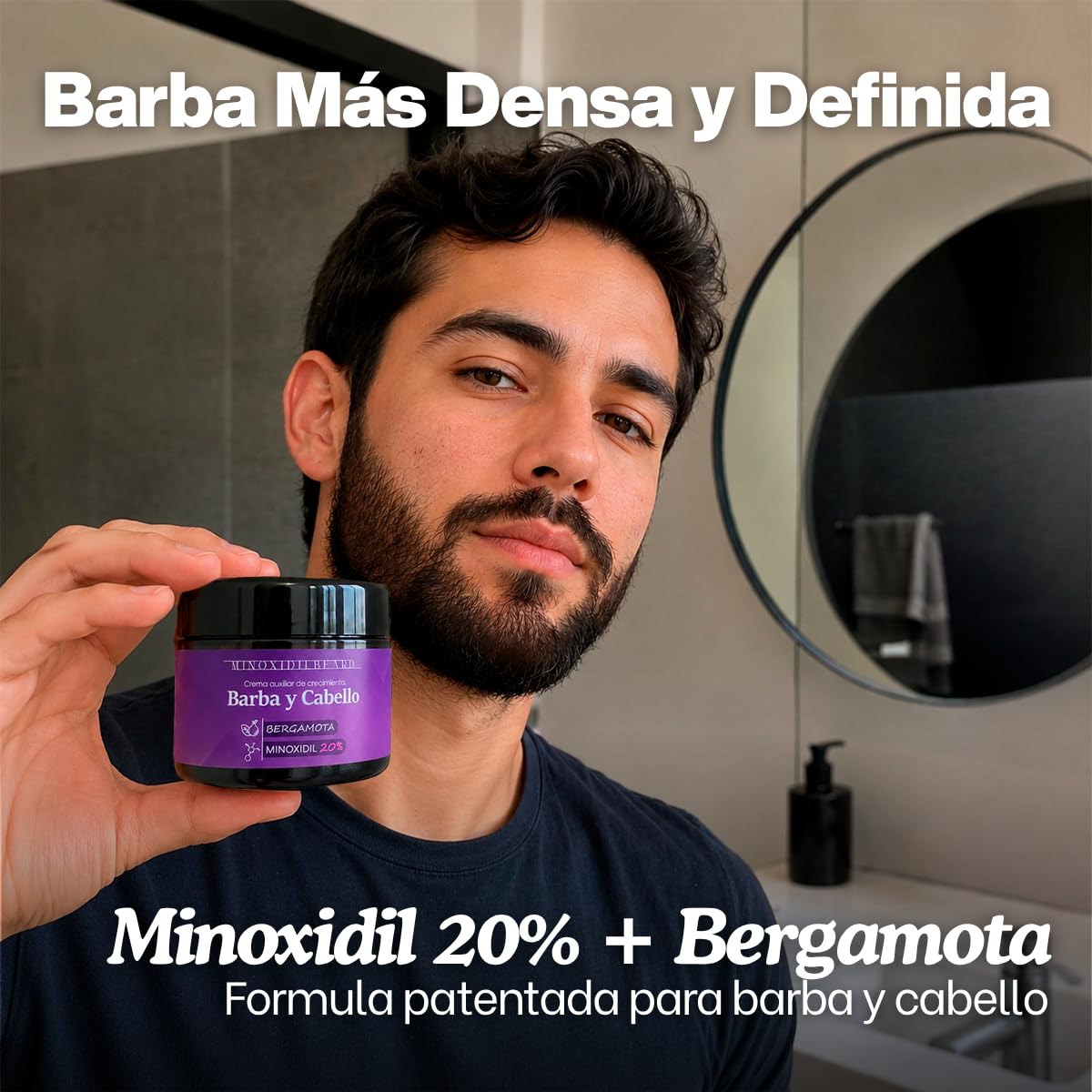 Crema Crecimiento Barba y Cabello Minoxidil 20% Bergamota