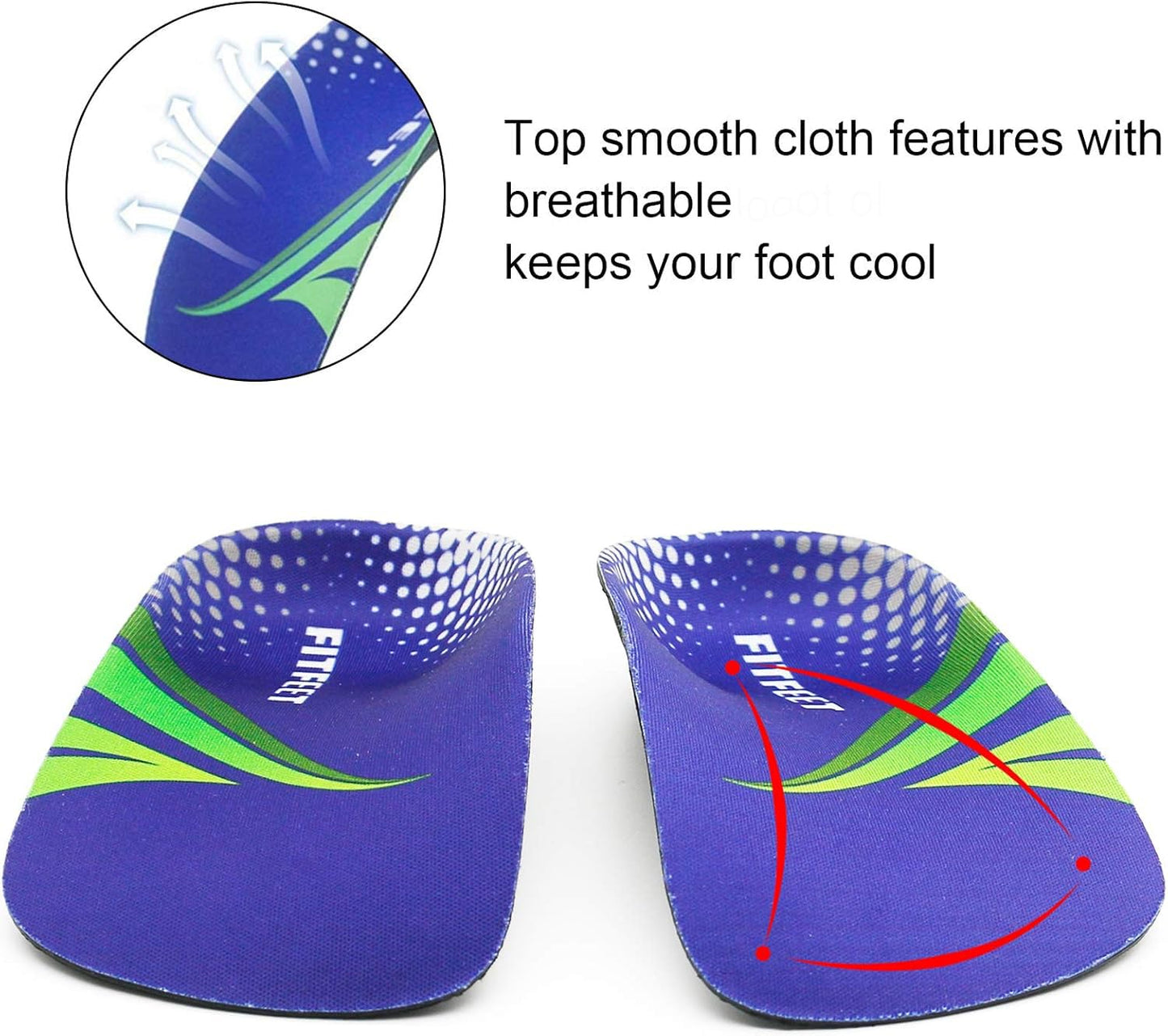 Insertos ortopédicos de longitud 3/4, plantillas de soporte de arco alto para sobrepronación, fascitis plantar, pies planos, insertos de zapatos para caminar, correr hombres y mujeres