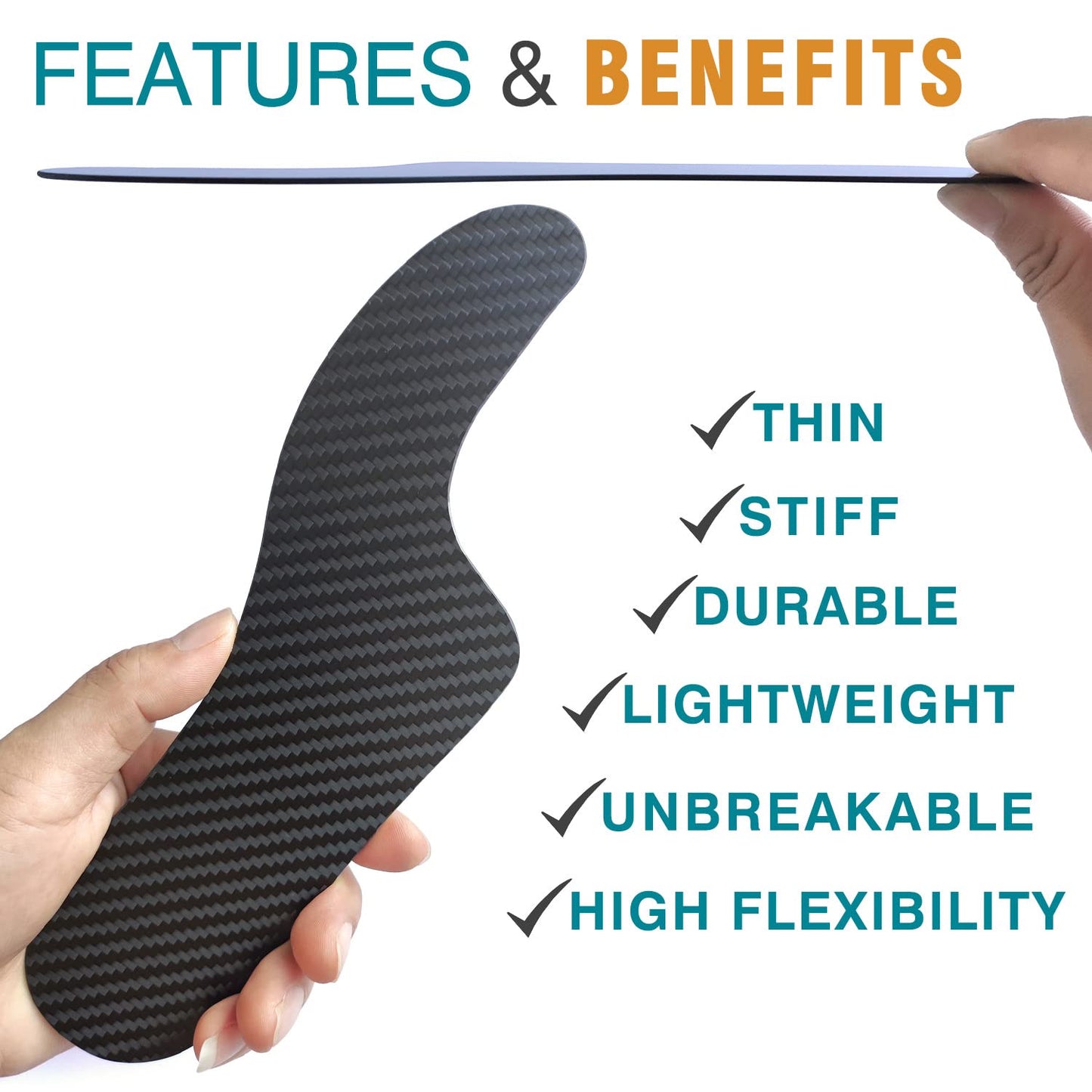 Plantilla Ortopédica Morton’s Extension Carbon Fiber Negro Rígida para el Dedo de Morton para Hombre y Mujer