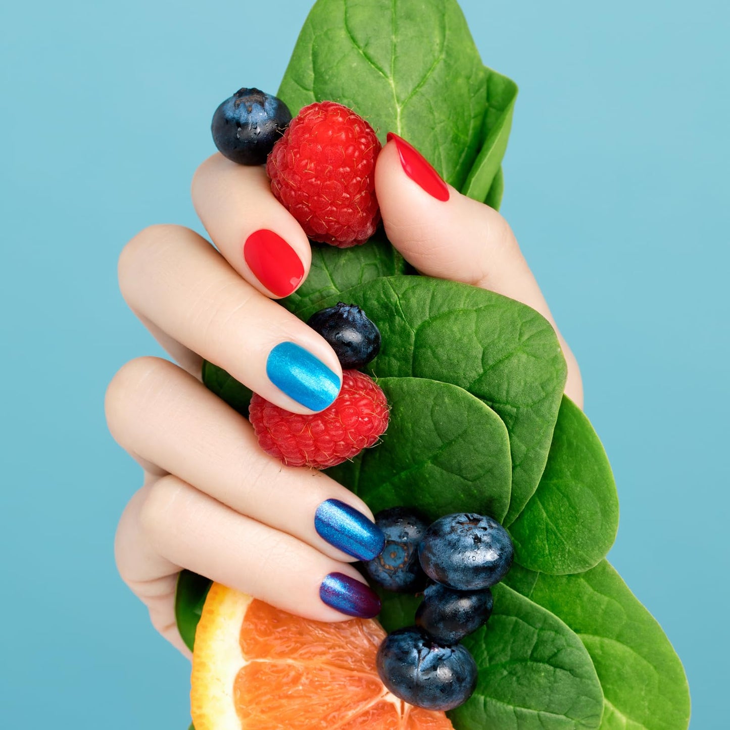 Nailtopia Good Night Blue: 2 Bottles, 3 Looks - All Natural, Vegan, Strengthening Biotin and Superfood-Infused Polish - Chip Resistant Formula - Quick-Dry, Long Lasting Wear - 2 pc