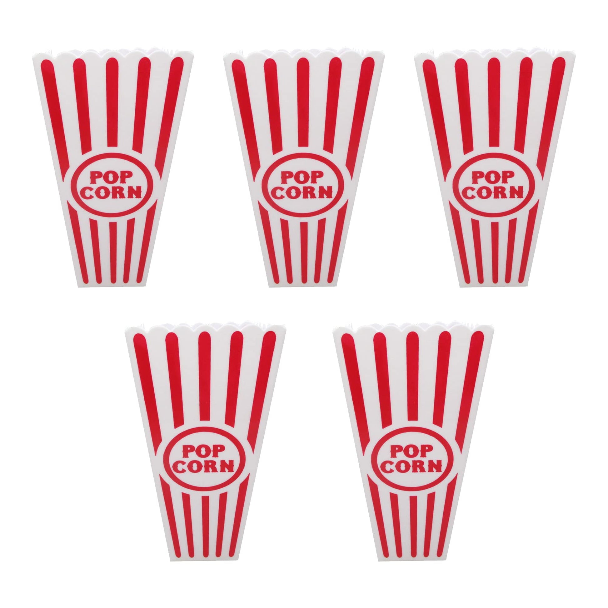 Gadgetime USA - Recipientes de plástico para palomitas de maíz para noches de cine, color rojo y blanco, cubos de estilo clásico, tazas altas y reutilizables retro para carnavales, apto para