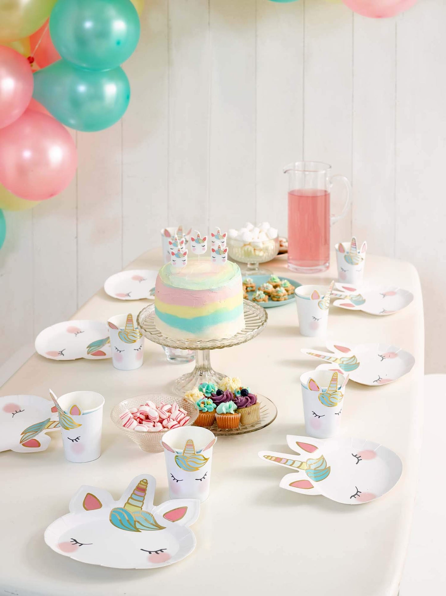 Talking Tables Face We Heart Plato de unicornios (8 unidades, 1 diseño), uno multicolor