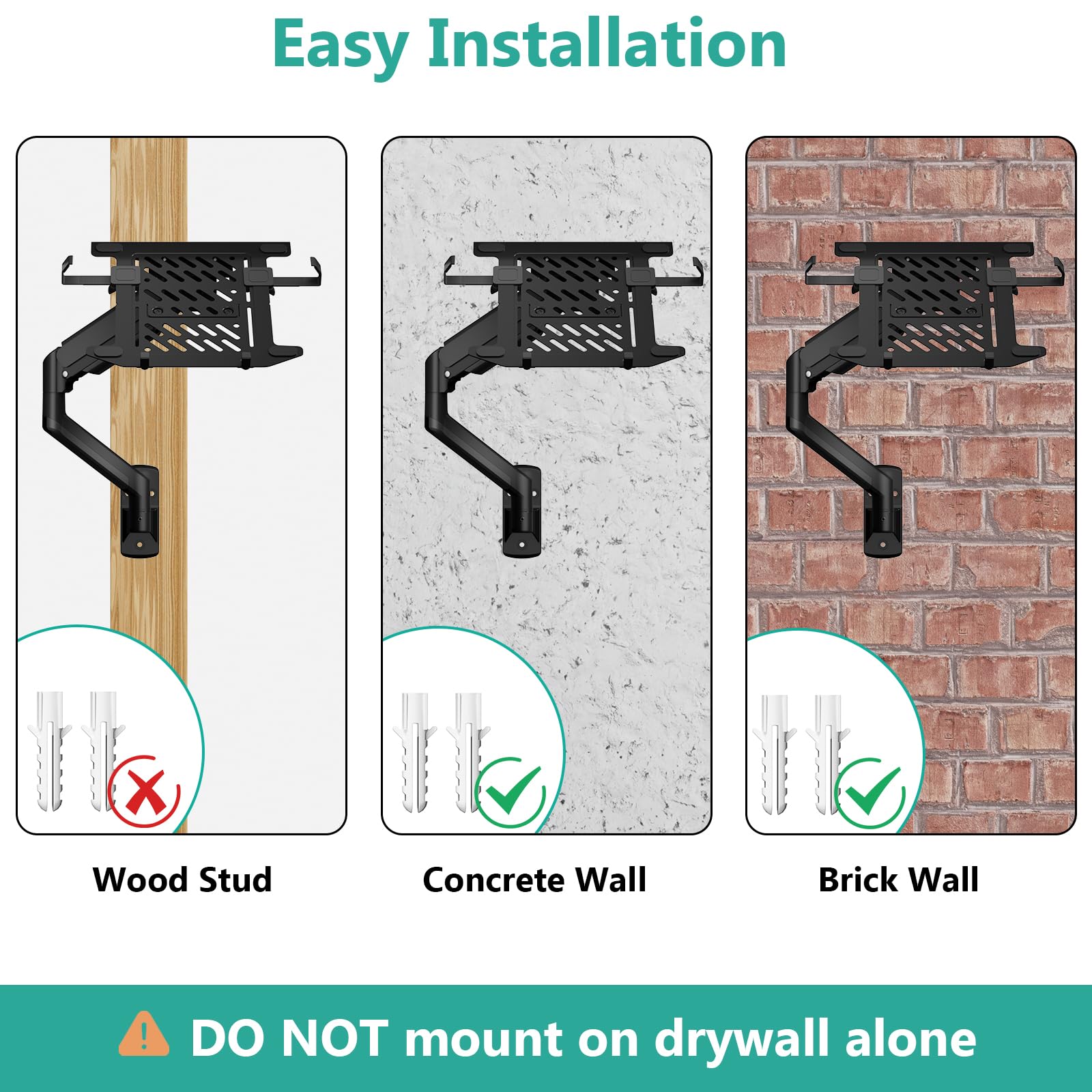 Soporte de Pared para Portátil WALI Ajustable de Movimiento Completo para Visualización de Computadora 2 en 1