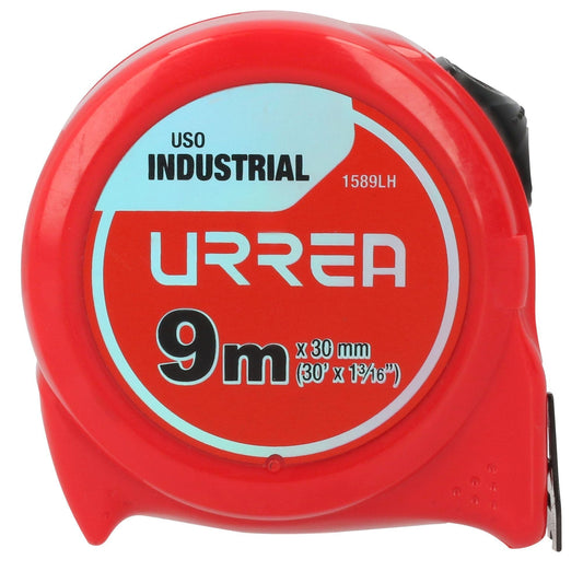 Flexómetro Industrial Urrea 1589LH con Hoja de Acero y Carátula de ABS TPR 9 M × 30 Mm 3 Remaches