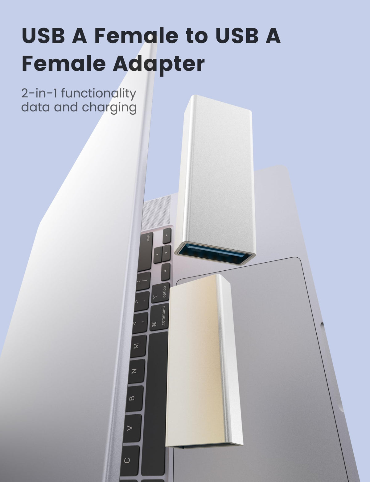 Adaptador USB Hembra a Hembra SuperSpeed 5 Gbps Paquete de 5 Plateado para Extensión de Datos y Carga
