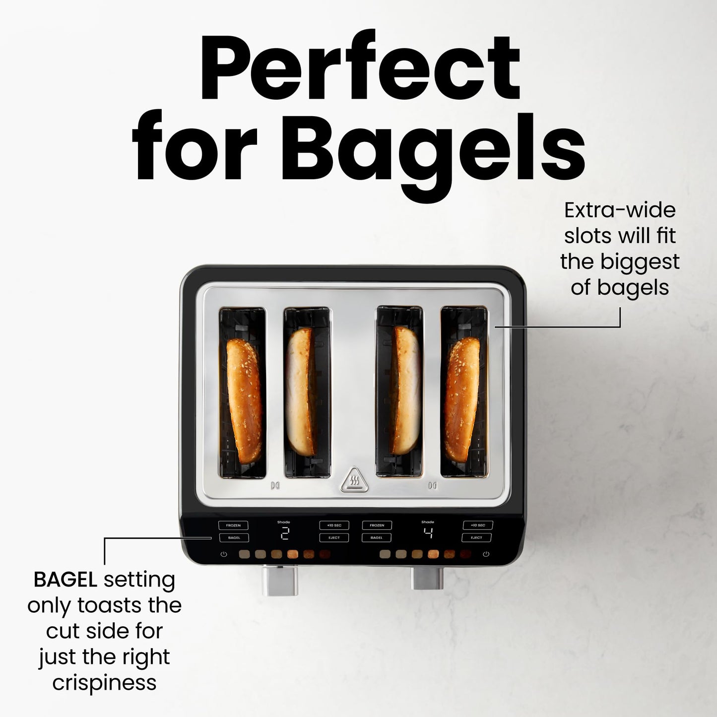 Chefman tostador digital Smart Touch de 4 rebanadas, 6 ajustes de sombra, tostador de bagel con visualización táctil, 4 rebanadas con ranuras extra anchas, + 10 segundos, descongelación, bandeja