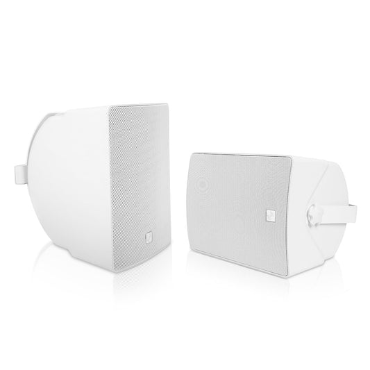 Sound Town - Par de altavoces de montaje en superficie resistente a la intemperie de 8 pulgadas, interiores y exteriores, 70 V/100 V/8 ohmios, para instalación doméstica y comercial, blanco (TARVOS-8 W PAIR)