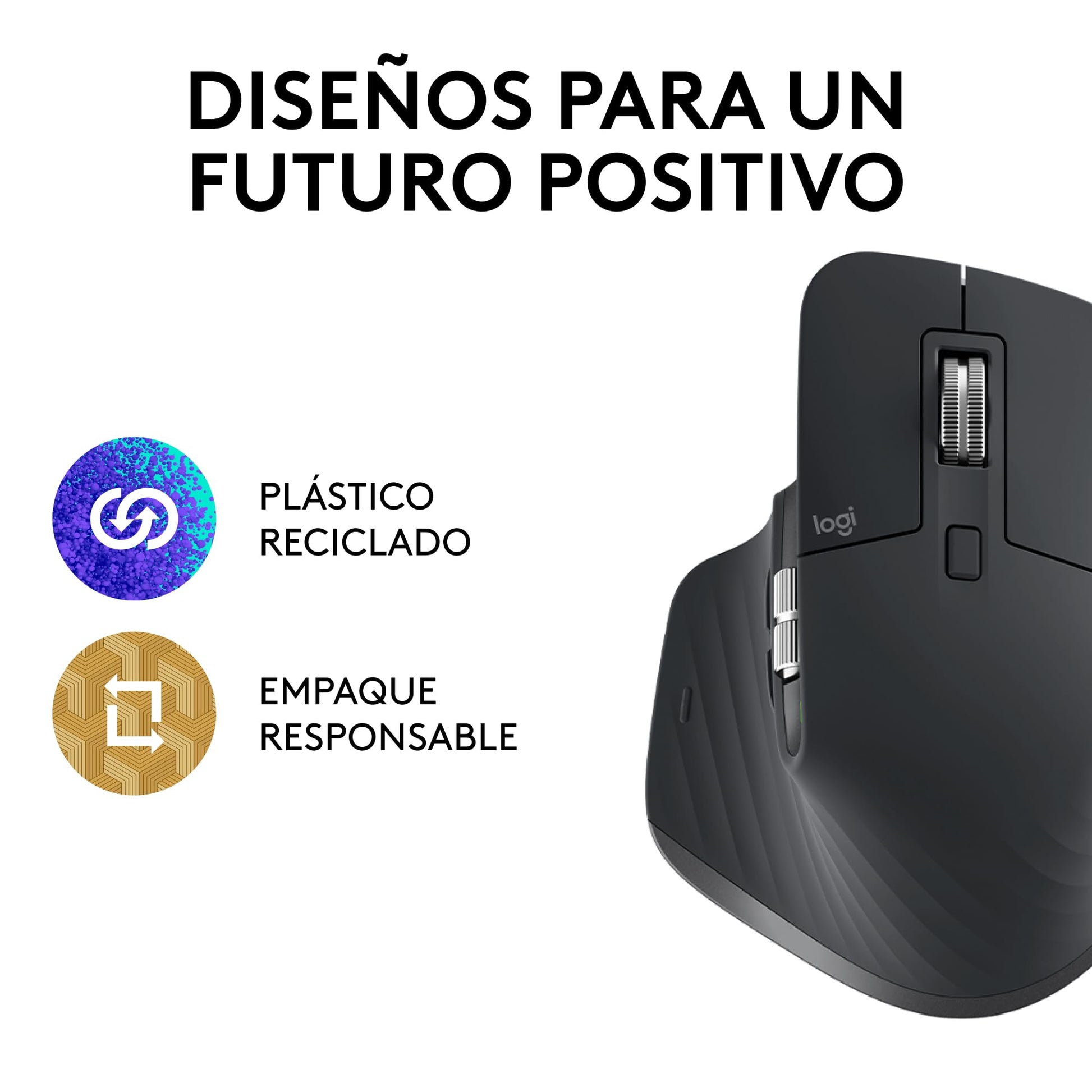 Logitech MX Master 3S Mouse Inalámbrico de Desempeño, Scrolling Ultra-rápido, 8K dpi, Seguimiento sobre Vidrio, Clics Silenciosos, USB-C, Bluetooth