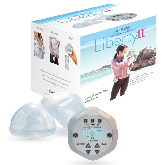 Freemie Liberty II - Sistema de extractor de leche portátil manos libres para bombeo discreto | Extractor de leche móvil recargable silencioso | Copas de brasier ultraligeras de 25 mm y 28 mm