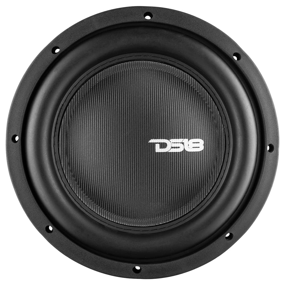 DS18 IXS10.2D - Subwoofer de coche de 10 pulgadas, 1200 W máx., 600 W RMS, 2+2 ohmios, montaje poco profundo, diseño delgado, negro corrugado