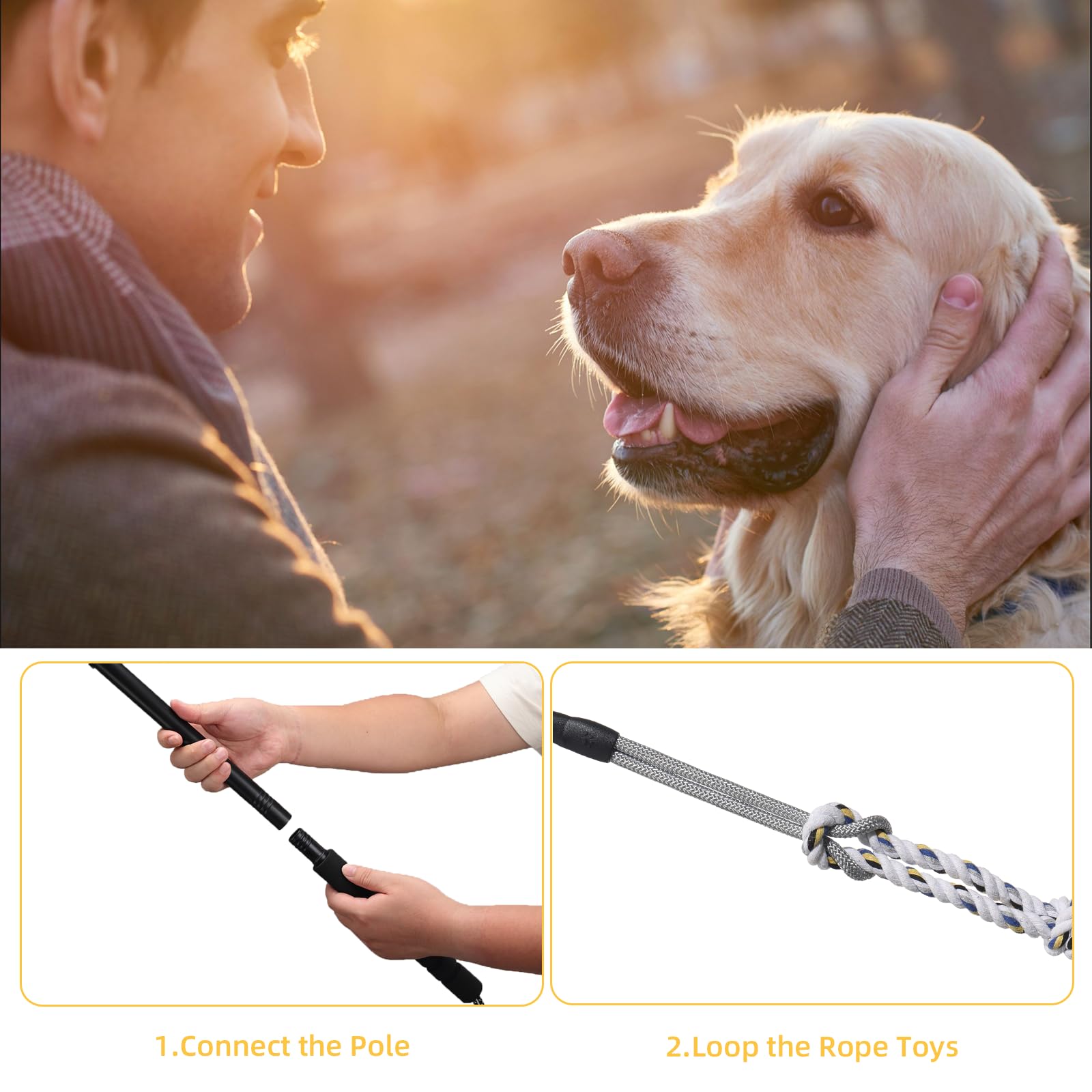 Gingull - Varita de coqueteo para perros – Varita interactiva para perros Chase and Tug of War - Barra de coqueteo para perros de alta resistencia, juguetes para masticar para dentición, juguetes